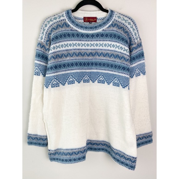 Alpaca Life Collection Sweaters - Alpaca Life Collection‎ Womens Fair Isle Wool Sweater M White Cozy Crewneck